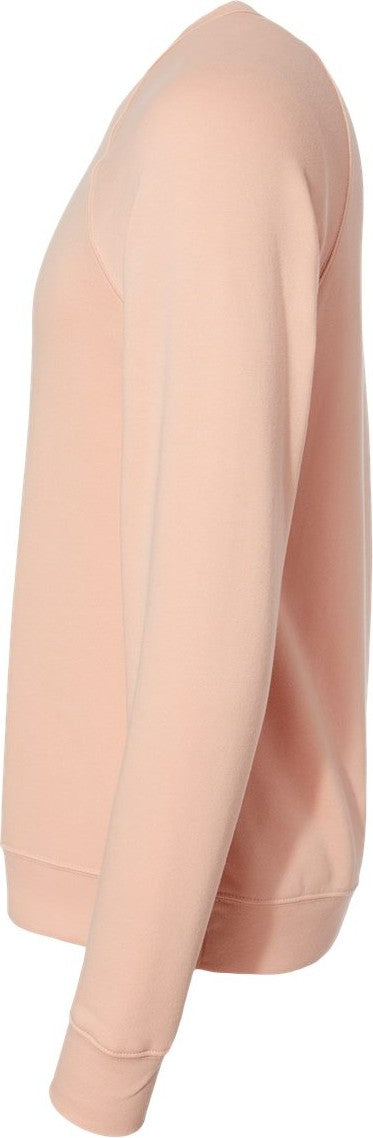 Left View of Peach Sponge Fleece Raglan Crewneck Sweatshirt - 3901