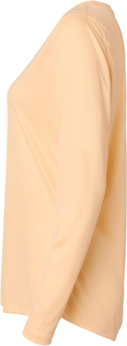 Left View of Peach Women's Long Islander Performance Long Sleeve T-Shirt - 214