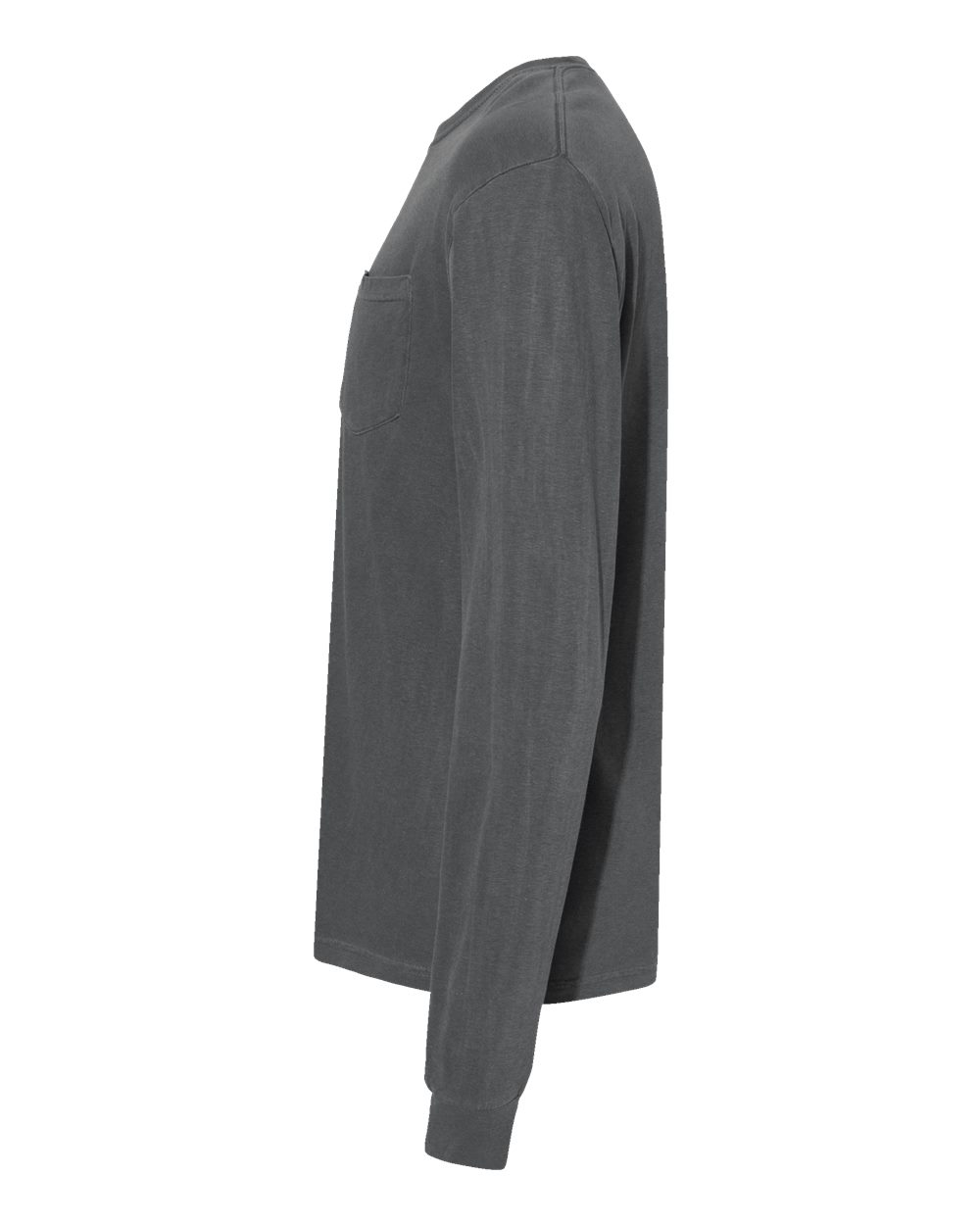 Left View of Pepper Garment-Dyed Heavyweight Long Sleeve Pocket T-Shirt - 4410