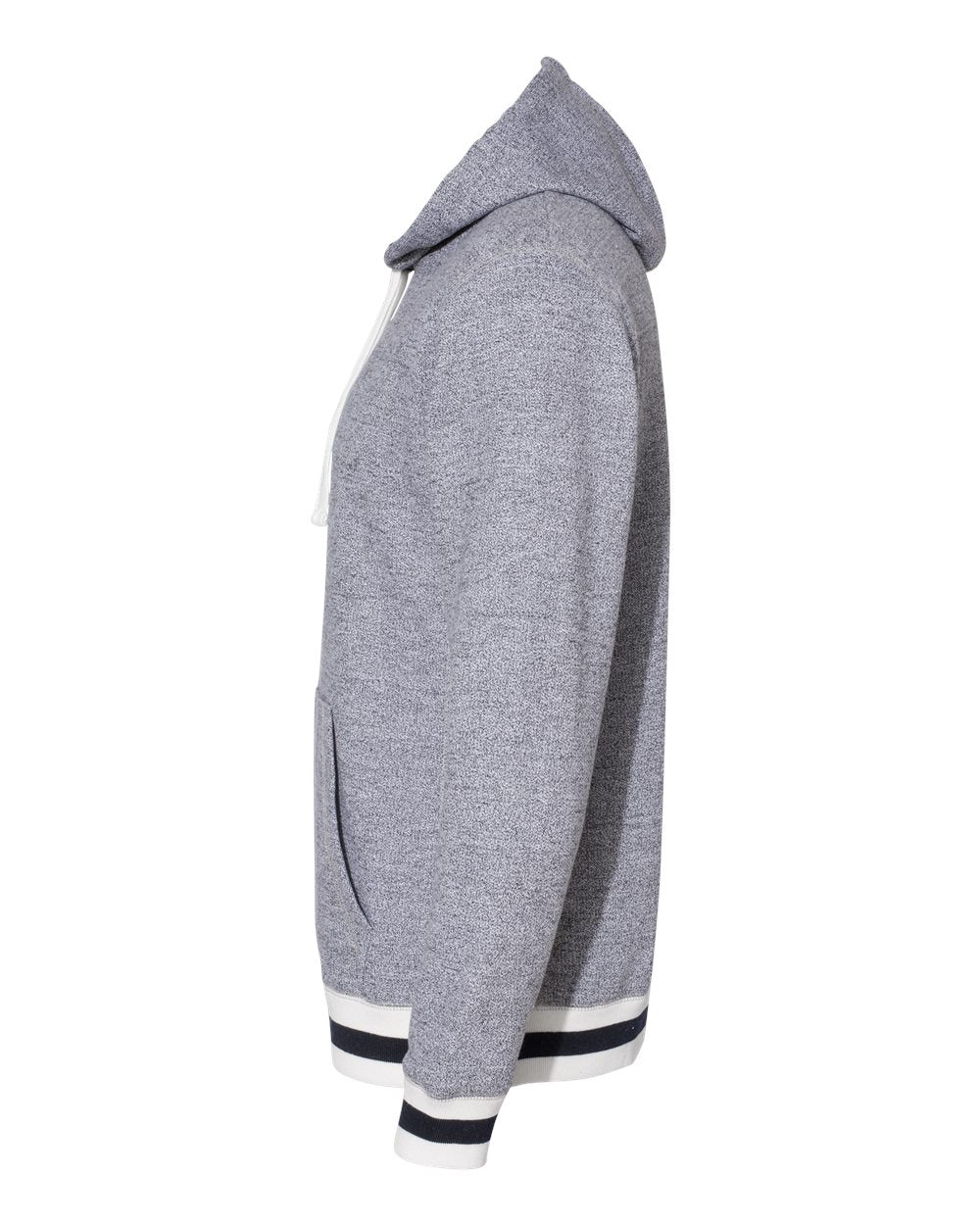 Left View of Pepper/ Navy Peppered Fleece Lapover Hooded Sweatshirt - 8701