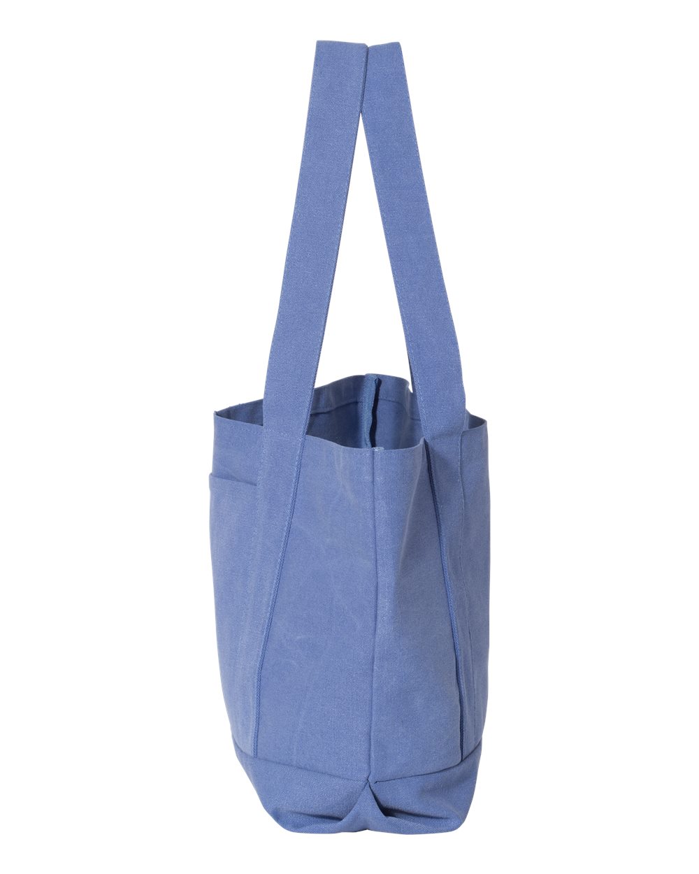Left View of Periwinkle Blue Seaside Cotton Pigment Dyed Resort Tote - 8870