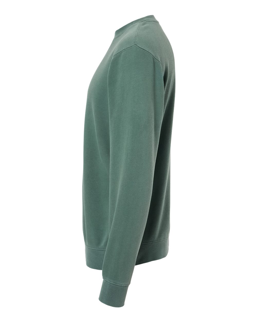 Left View of Pigment Alpine Green Midweight Pigment-Dyed Crewneck Sweatshirt - PRM3500