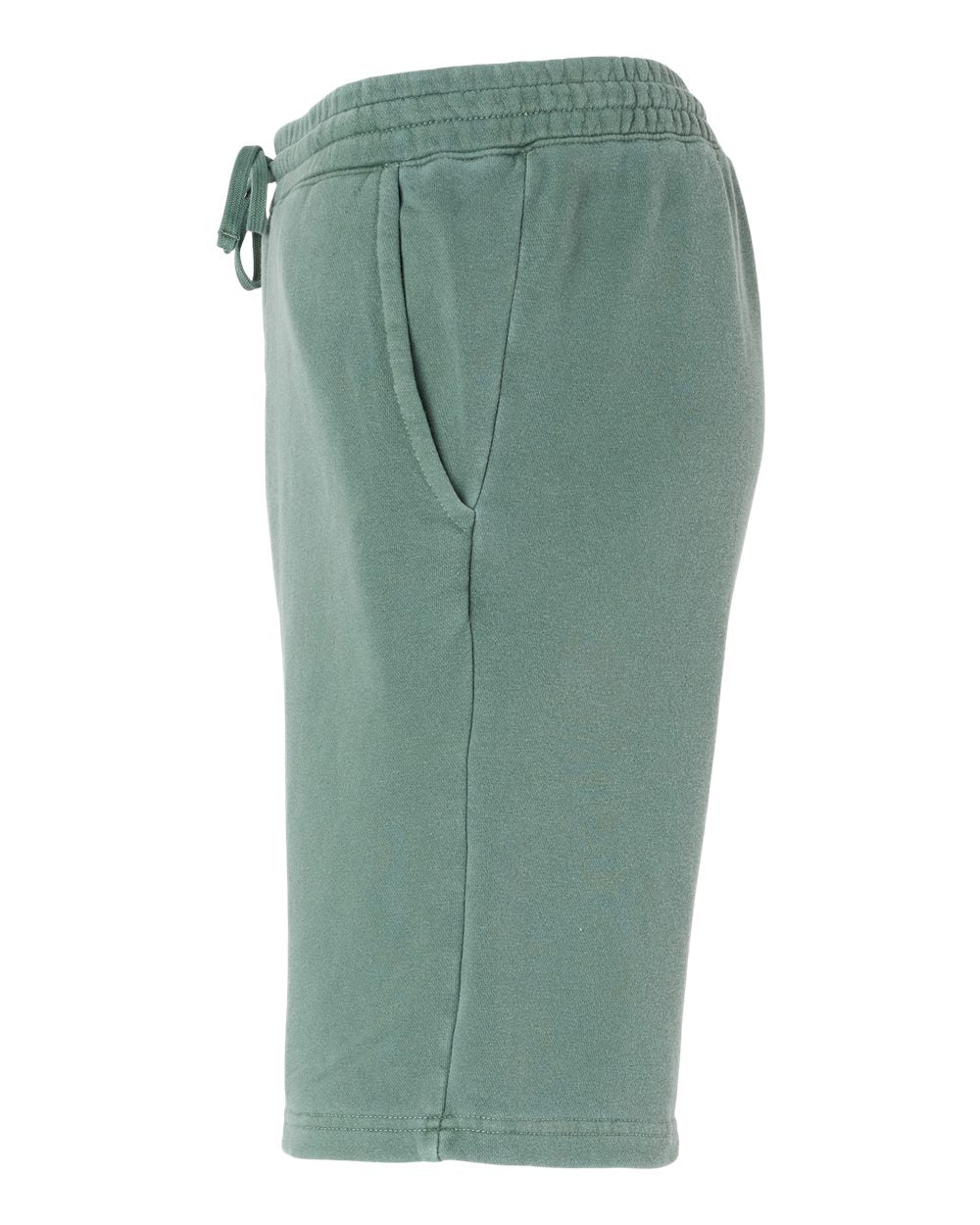 Left View of Pigment Alpine Green Pigment-Dyed Fleece Shorts - PRM50STPD
