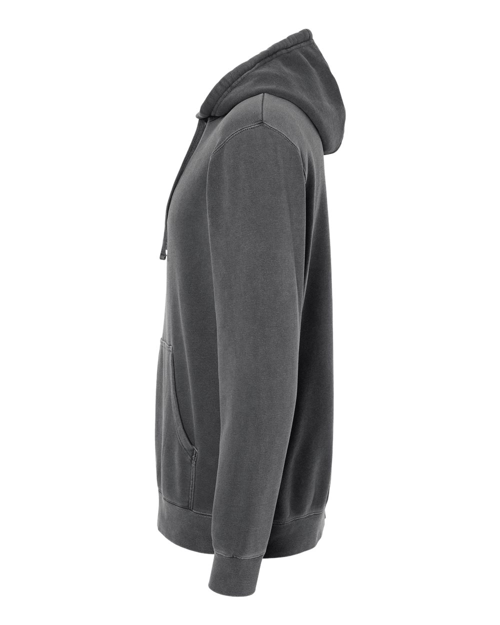 Left View of Pigment Black Midweight Pigment-Dyed Hooded Sweatshirt - PRM4500