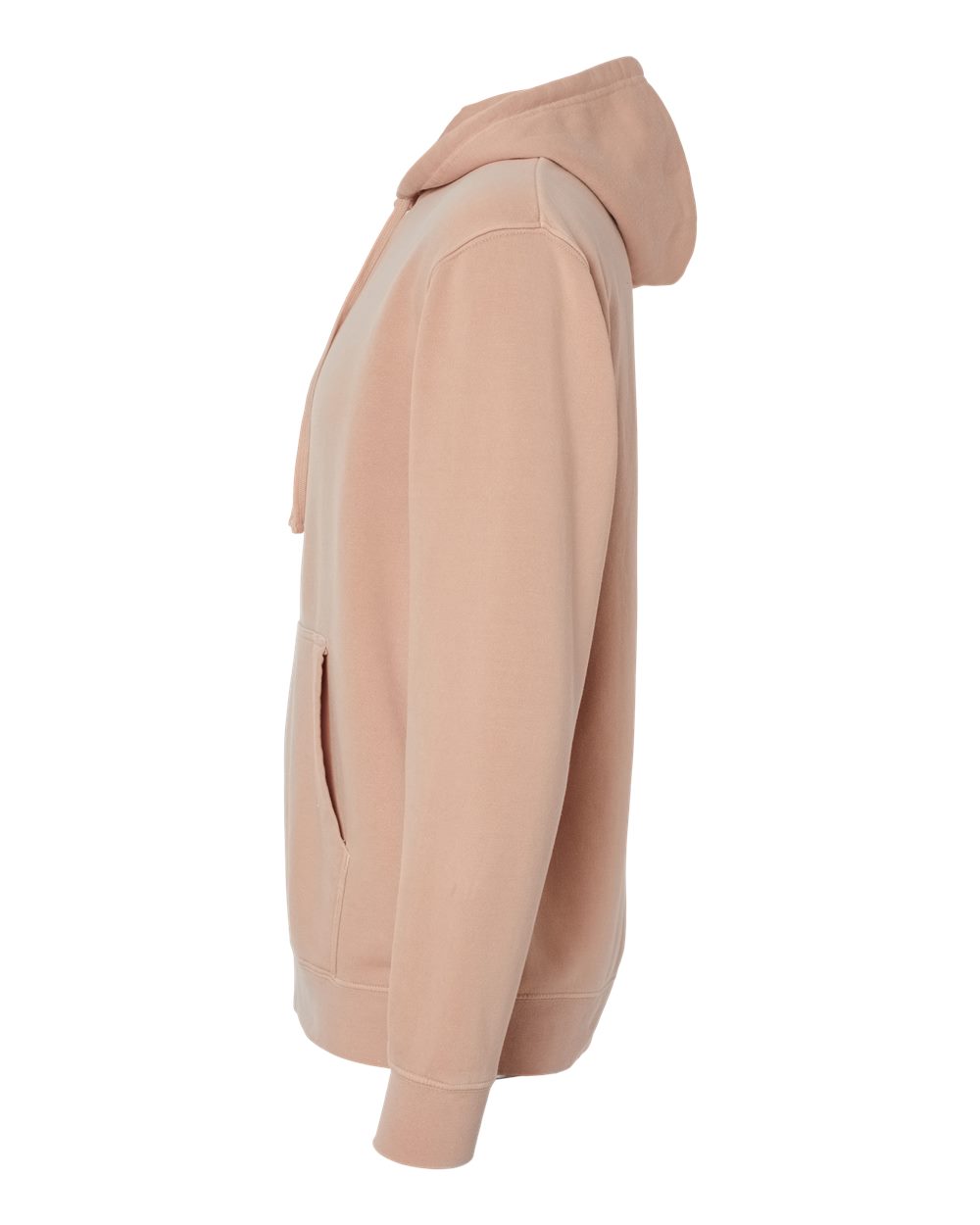 Left View of Pigment Dusty Pink Midweight Pigment-Dyed Hooded Sweatshirt - PRM4500