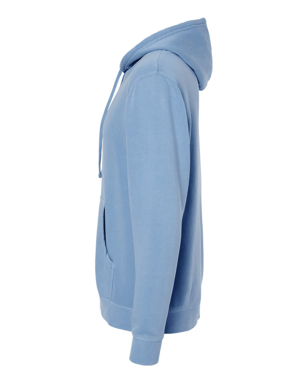 Left View of Pigment Light Blue Midweight Pigment-Dyed Hooded Sweatshirt - PRM4500