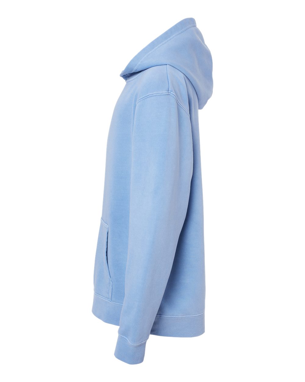 Left View of Pigment Light Blue Youth Midweight Pigment-Dyed Hooded Sweatshirt - PRM1500Y