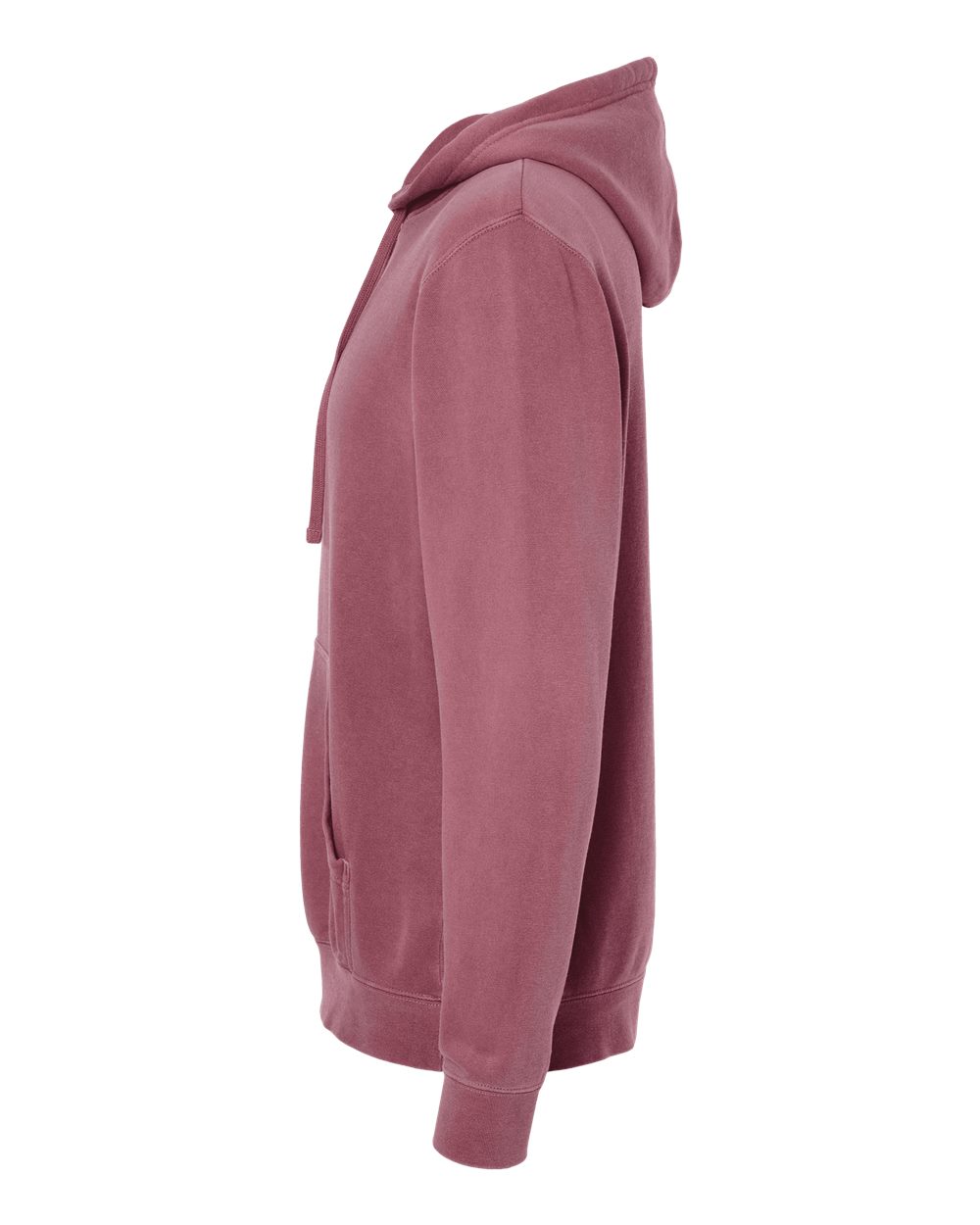 Left View of Pigment Maroon Midweight Pigment-Dyed Hooded Sweatshirt - PRM4500