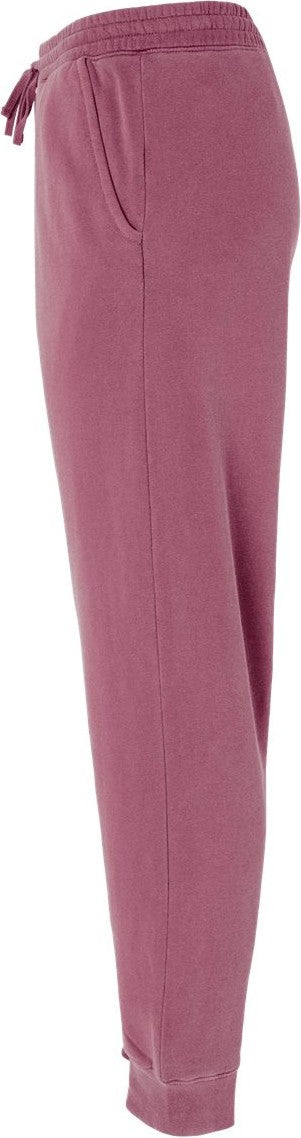 Left View of Pigment Maroon Pigment-Dyed Fleece Pants - PRM50PTPD