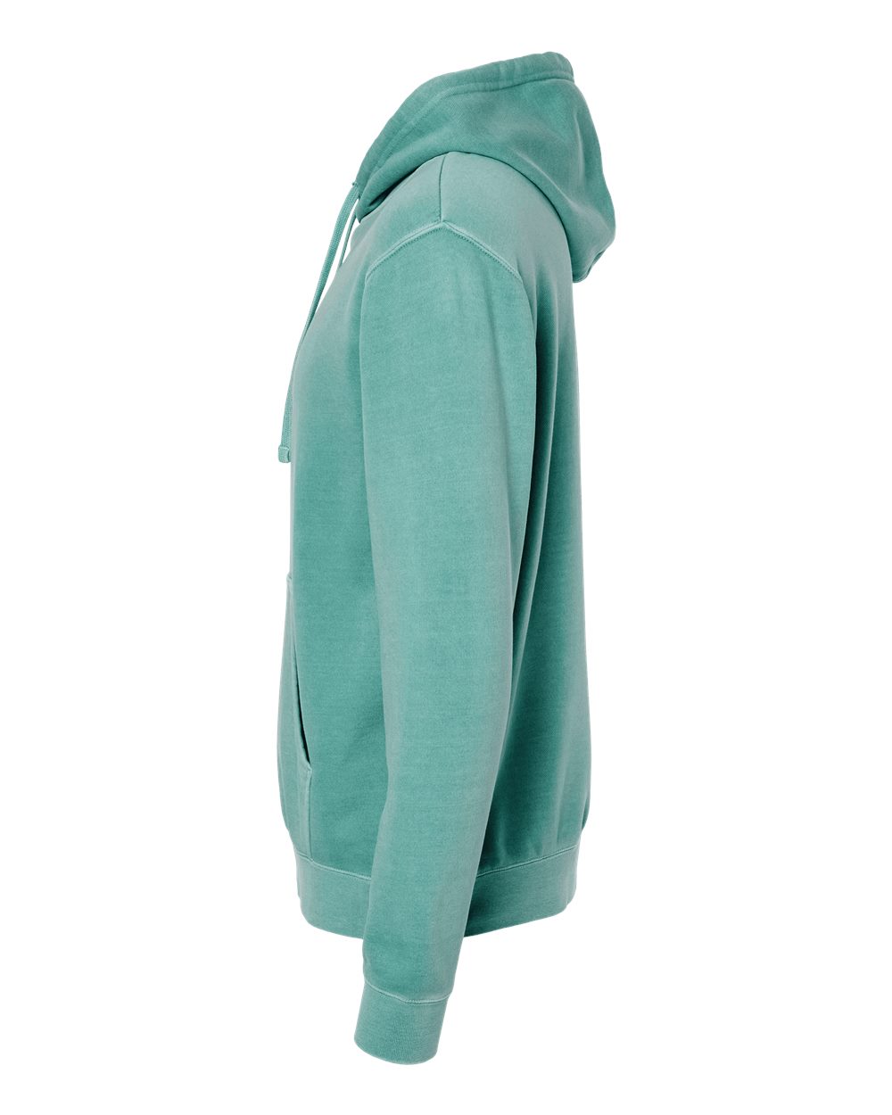 Left View of Pigment Mint Midweight Pigment-Dyed Hooded Sweatshirt - PRM4500