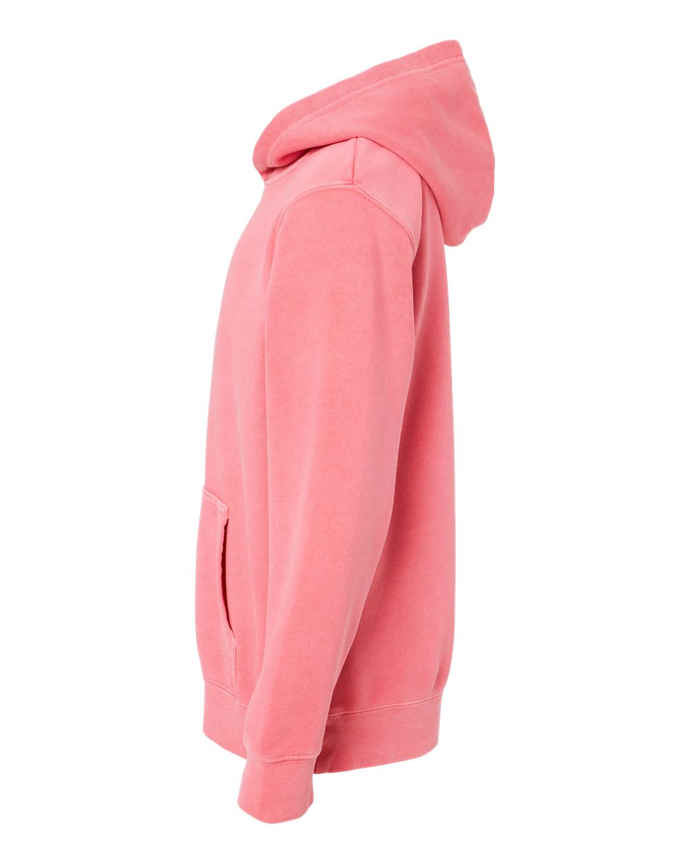 Left View of Pigment Pink Youth Midweight Pigment-Dyed Hooded Sweatshirt - PRM1500Y