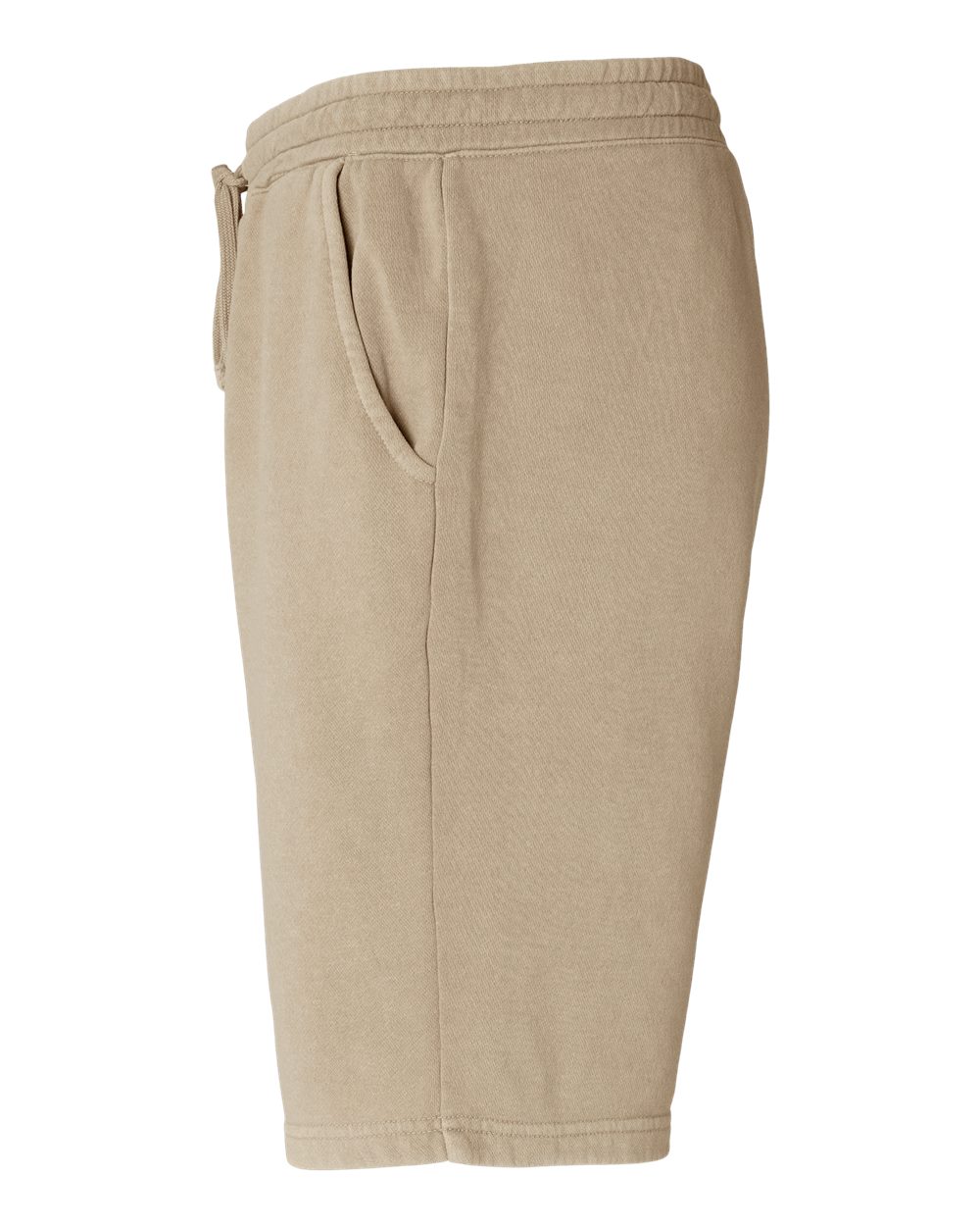 Left View of Pigment Sandstone Pigment-Dyed Fleece Shorts - PRM50STPD
