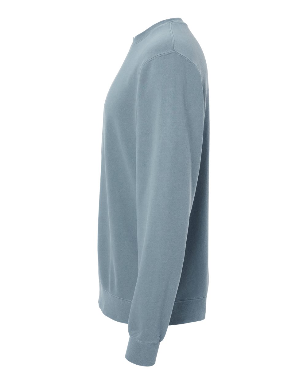 Left View of Pigment Slate Blue Midweight Pigment-Dyed Crewneck Sweatshirt - PRM3500