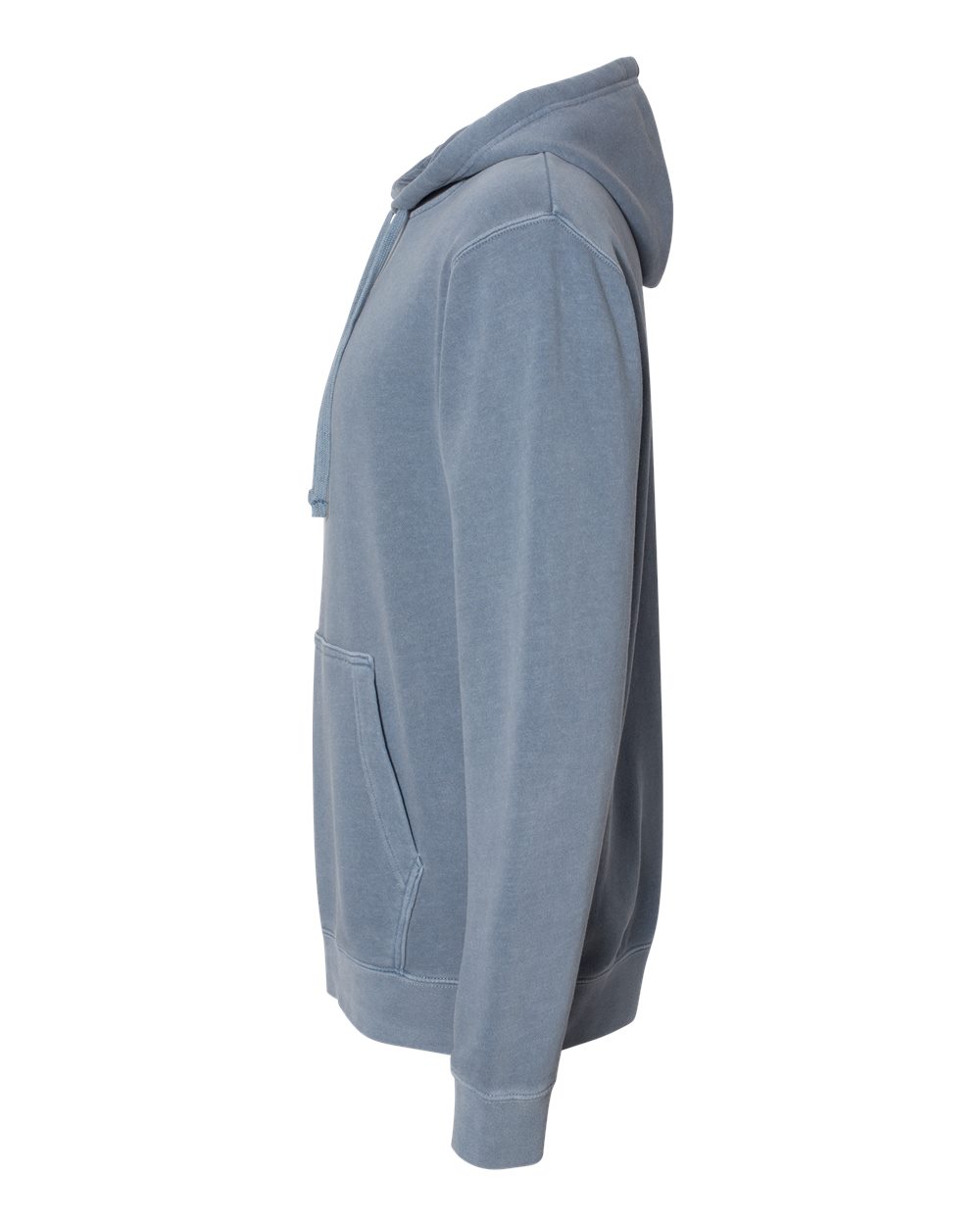 Left View of Pigment Slate Blue Midweight Pigment-Dyed Hooded Sweatshirt - PRM4500