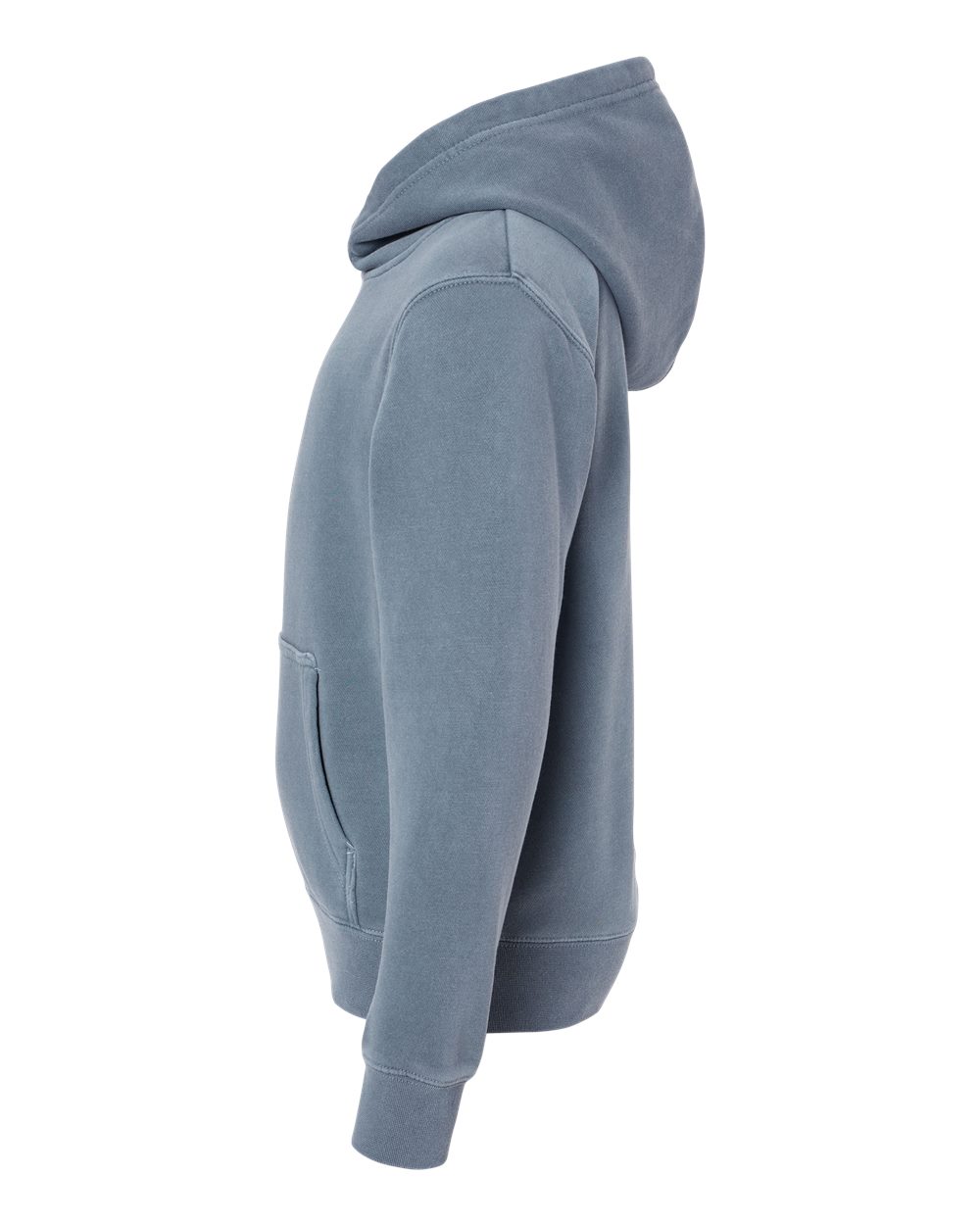 Left View of Pigment Slate Blue Youth Midweight Pigment-Dyed Hooded Sweatshirt - PRM1500Y