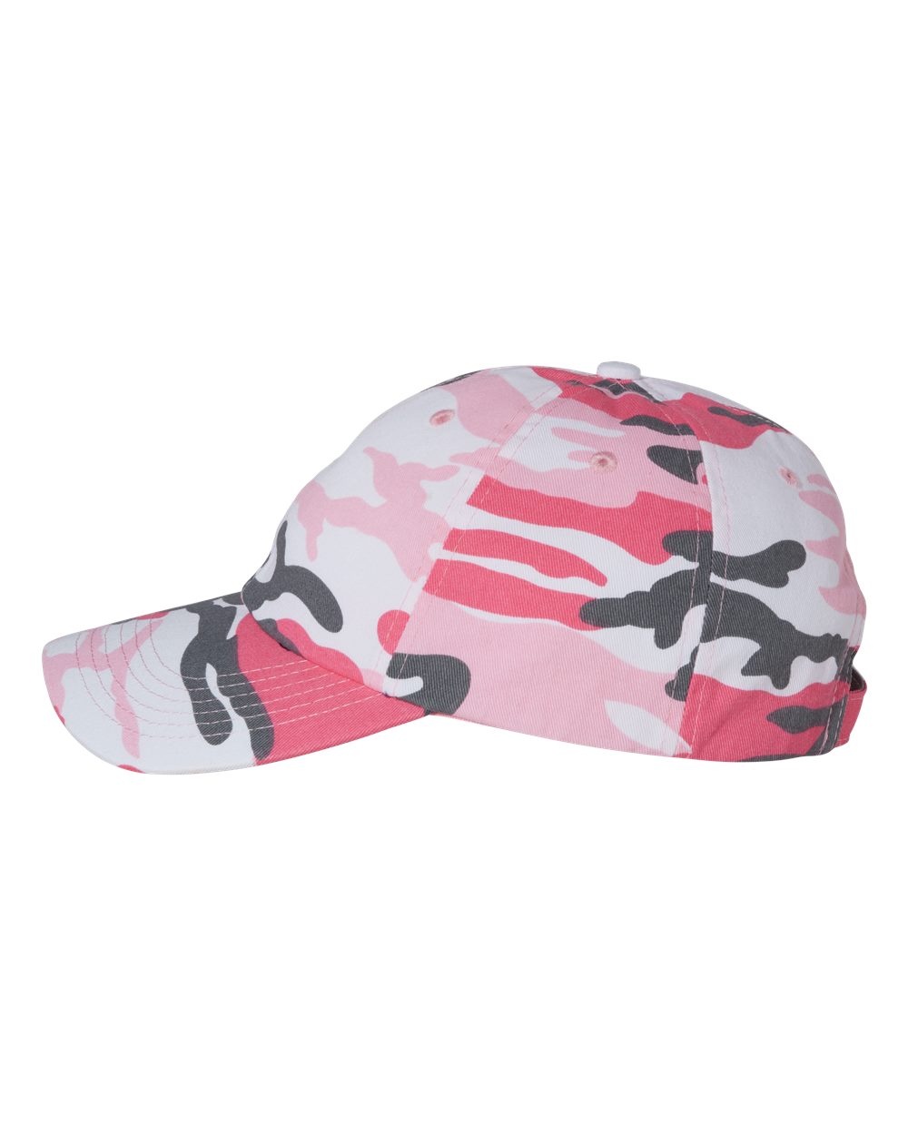 Left View of Pink Camo Bio-Washed Classic Dad Hat - VC300A