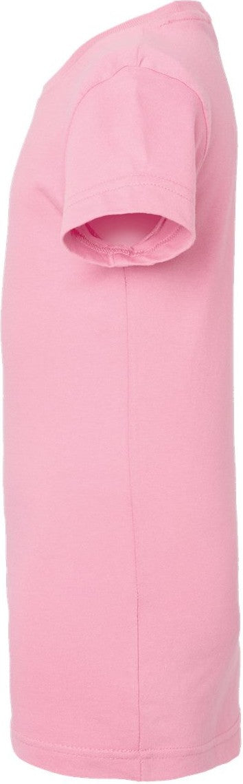Left View of Pink Girls' Fine Jersey Tee - 2616