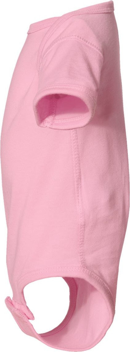 Left View of Pink Infant Fine Jersey Bodysuit - 4424