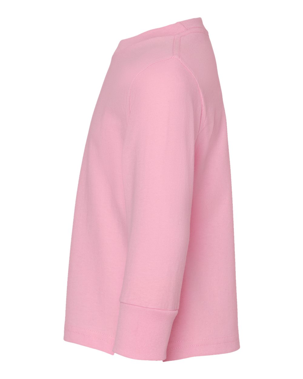 Left View of Pink Toddler Cotton Jersey Long Sleeve Tee - 3311