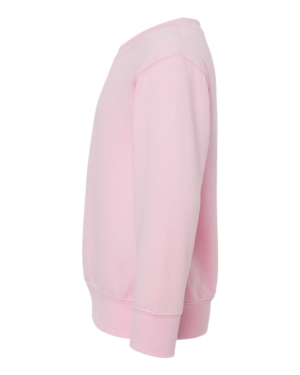 Left View of Pink Toddler Fleece Crewneck Sweatshirt - 3317