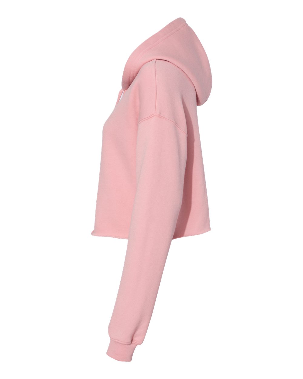 Left View of Pink Women's Crop Fleece Hoodie - 7502