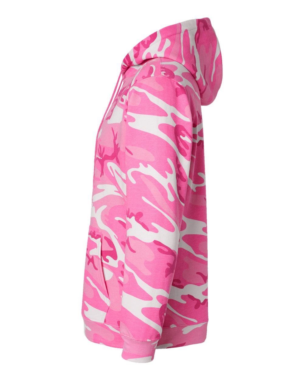 Left View of Pink Woodland Camo Pullover Fleece Hoodie - 3969