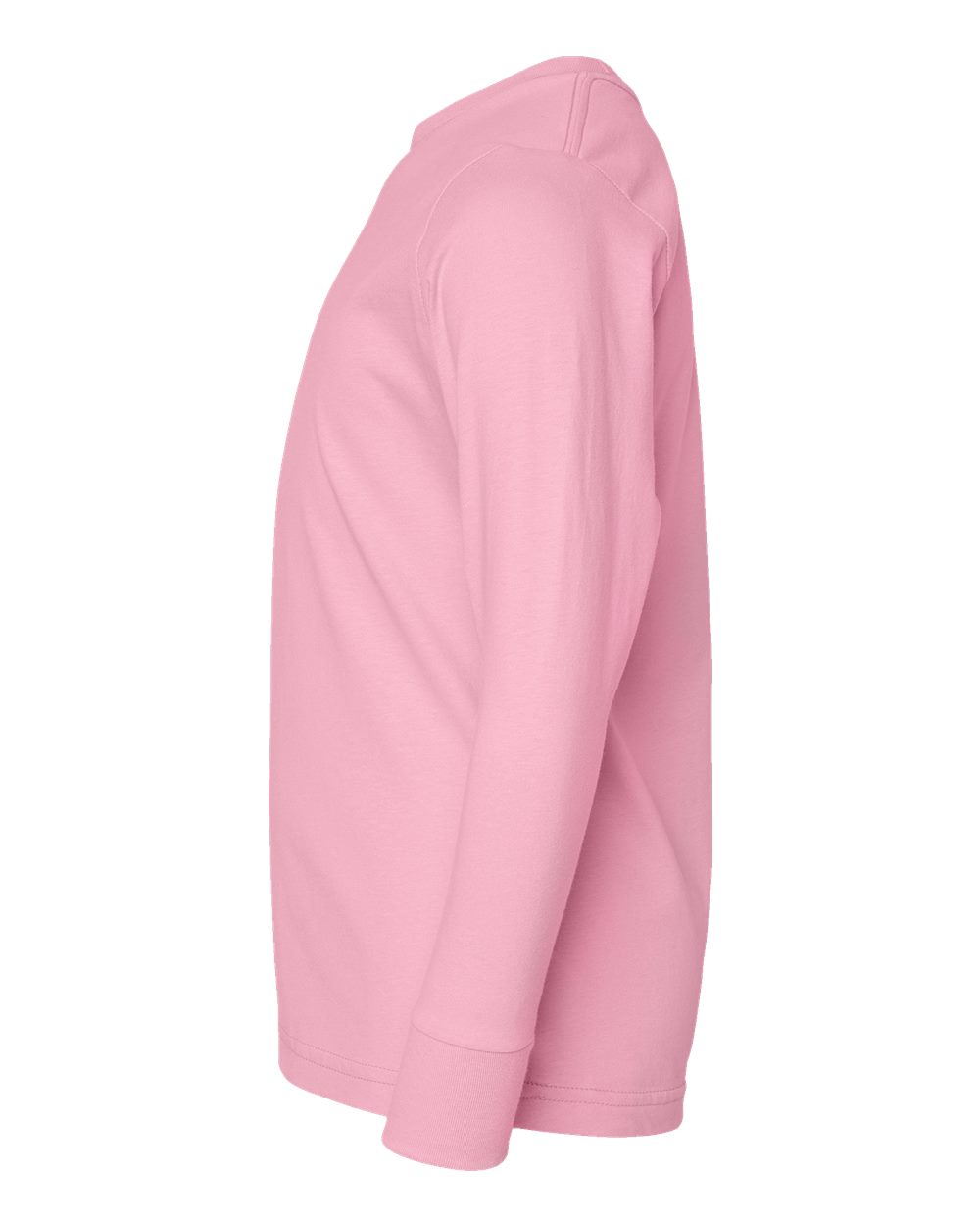 Left View of Pink Youth Fine Jersey Long Sleeve Tee - 6201