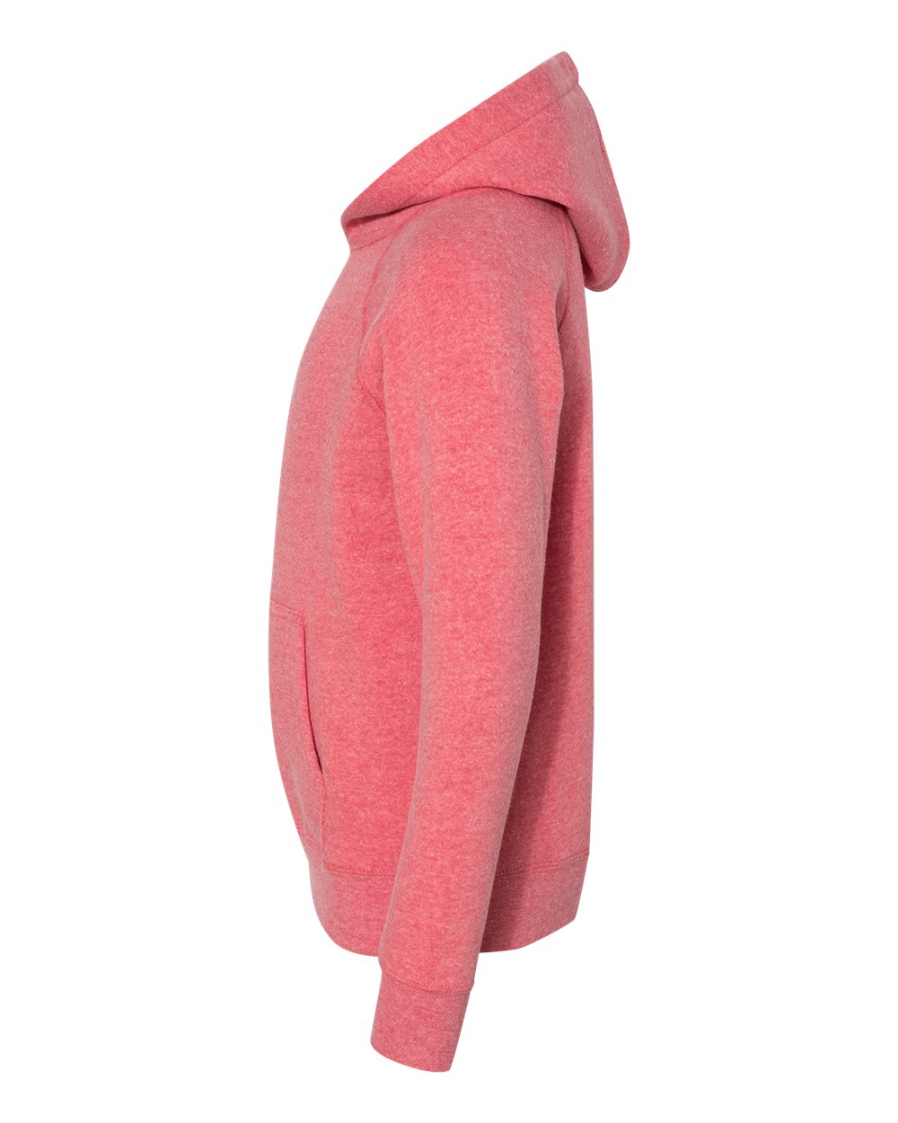 Left View of Pomegranate Youth Lightweight Special Blend Raglan Hooded Sweatshirt - PRM15YSB