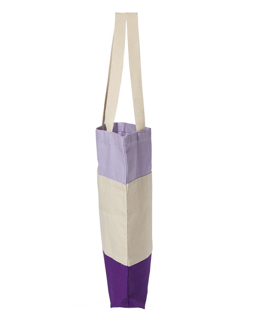 Left View of Purple/ Natural/ Lavender 11L Tri-Color Tote - Q125900
