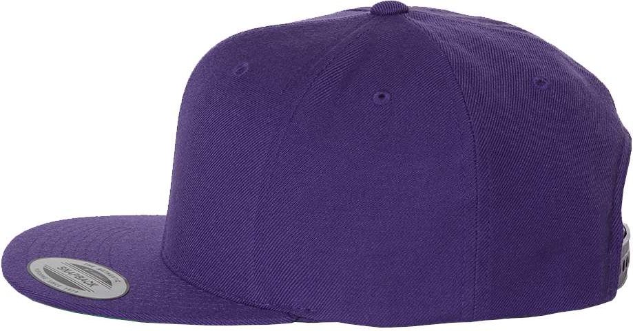 Left View of Purple Premium Flat Bill Snapback Cap - 6089M