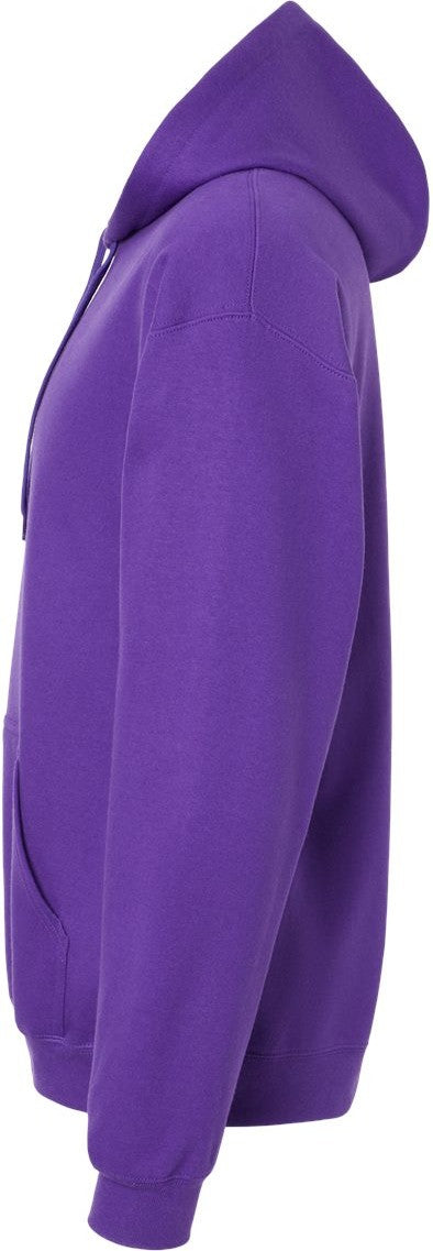 Left View of Purple Softstyle® Midweight Hooded Sweatshirt - SF500