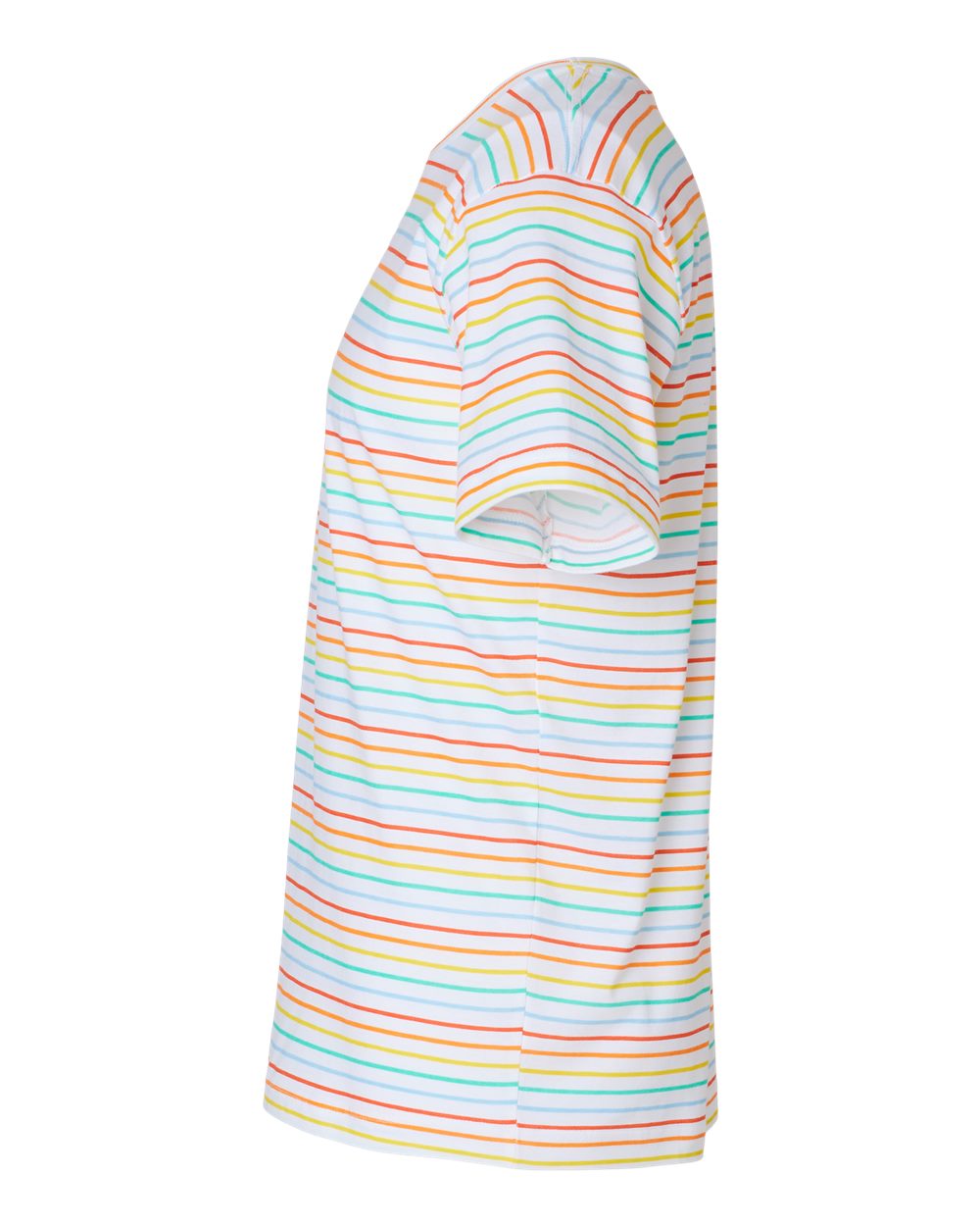Left View of Rainbow Stripe Fine Jersey Tee - 6901
