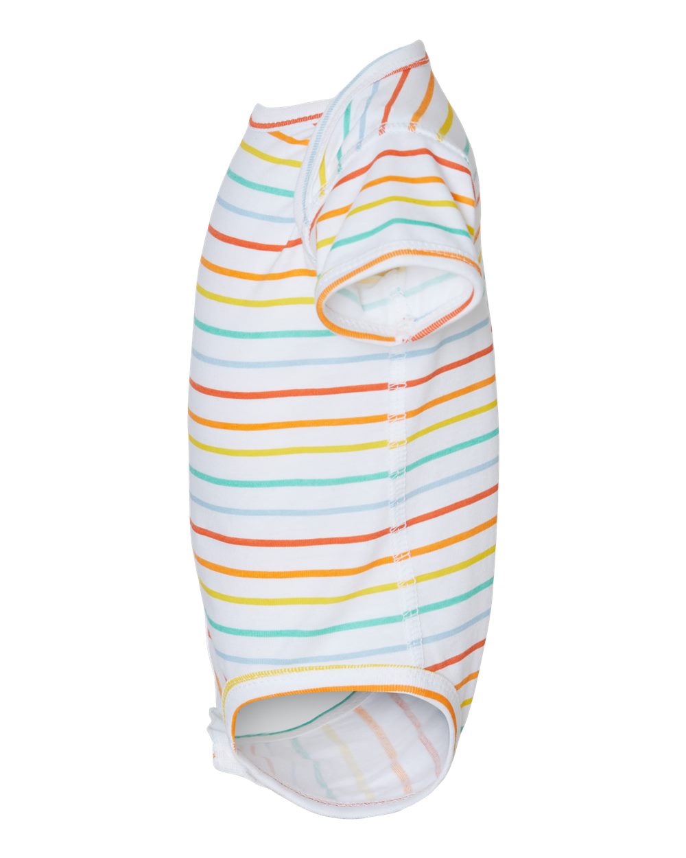 Left View of Rainbow Stripe Infant Fine Jersey Bodysuit - 4424