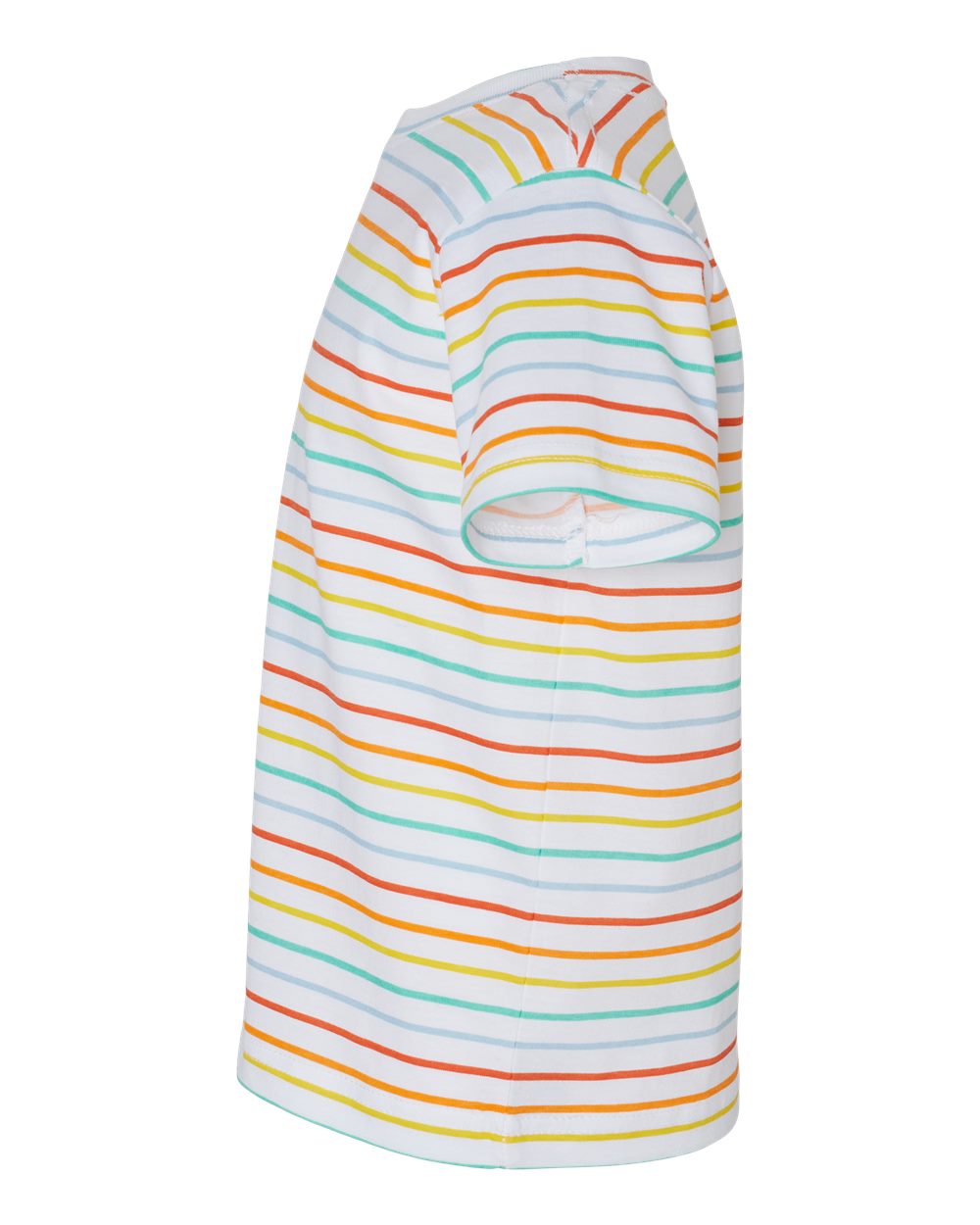 Left View of Rainbow Stripe Toddler Fine Jersey Tee - 3321