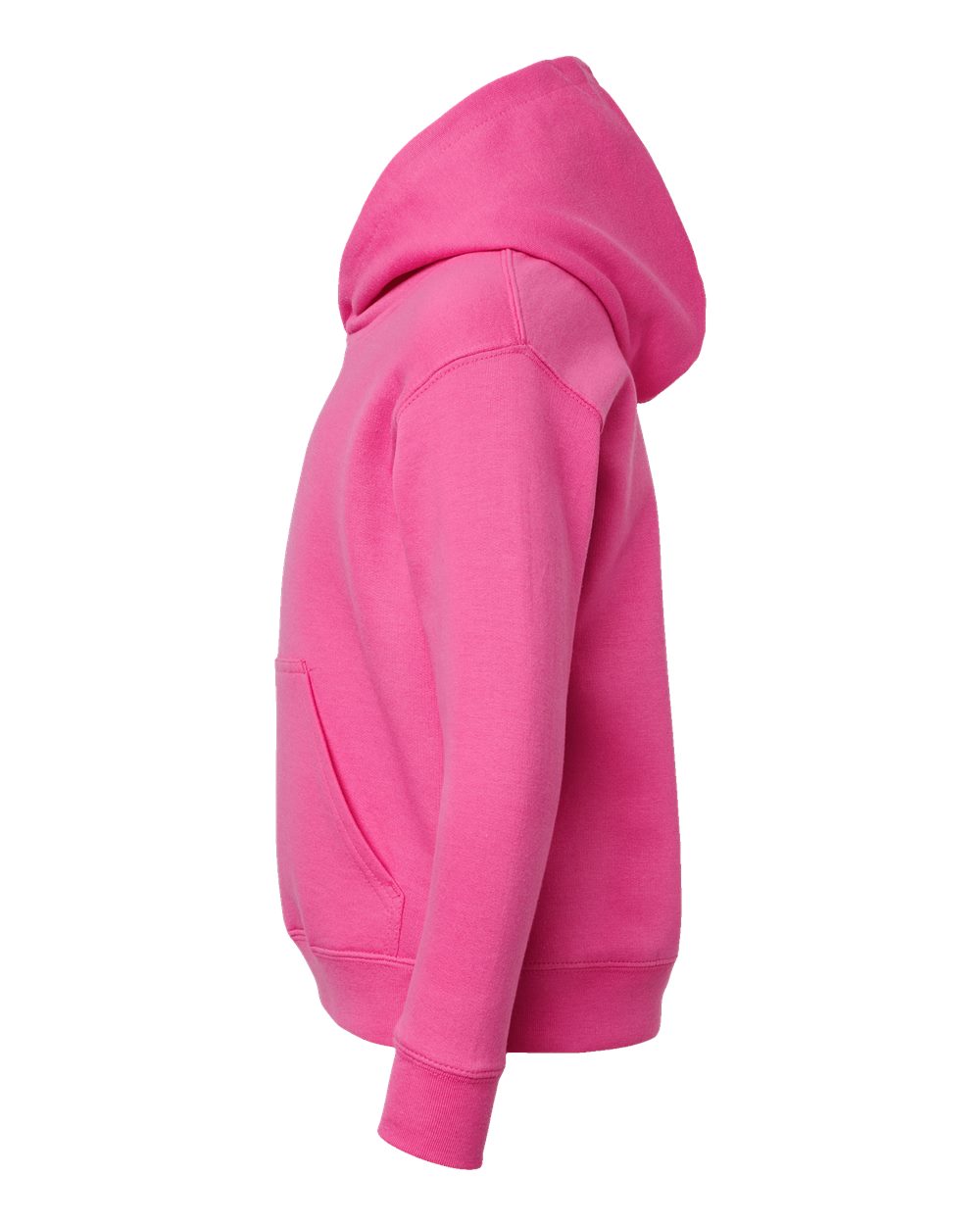 Left View of Raspberry Youth Fleece Hoodie - 2296