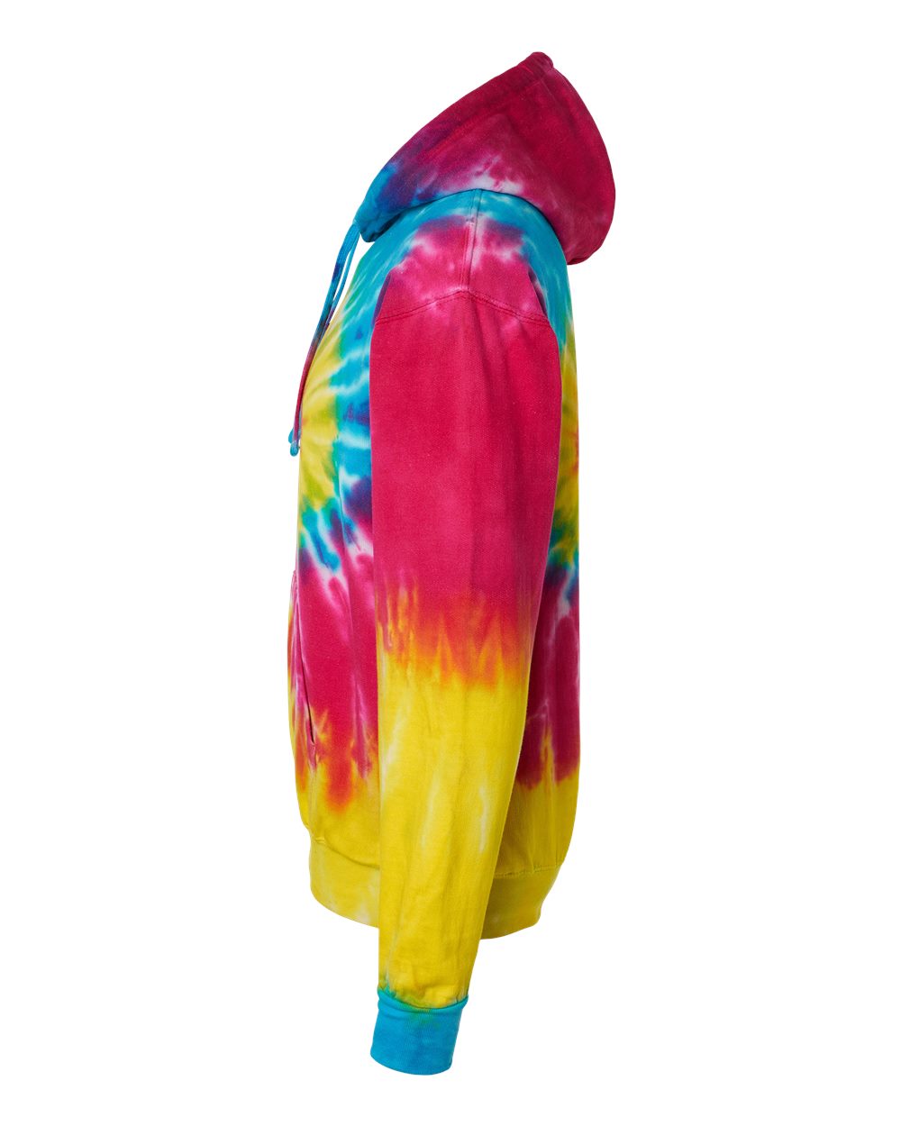 Left View of Reactive Rainbow Tie-Dyed Hooded Sweatshirt - 8777