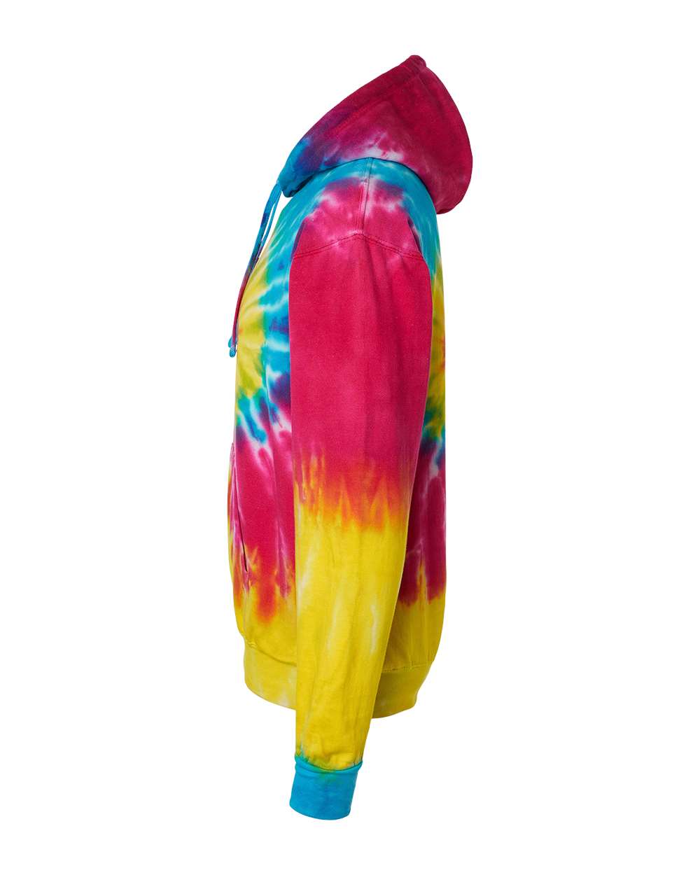 Left View of Reactive Rainbow Youth Tie-Dyed Hooded Sweatshirt - 8777Y