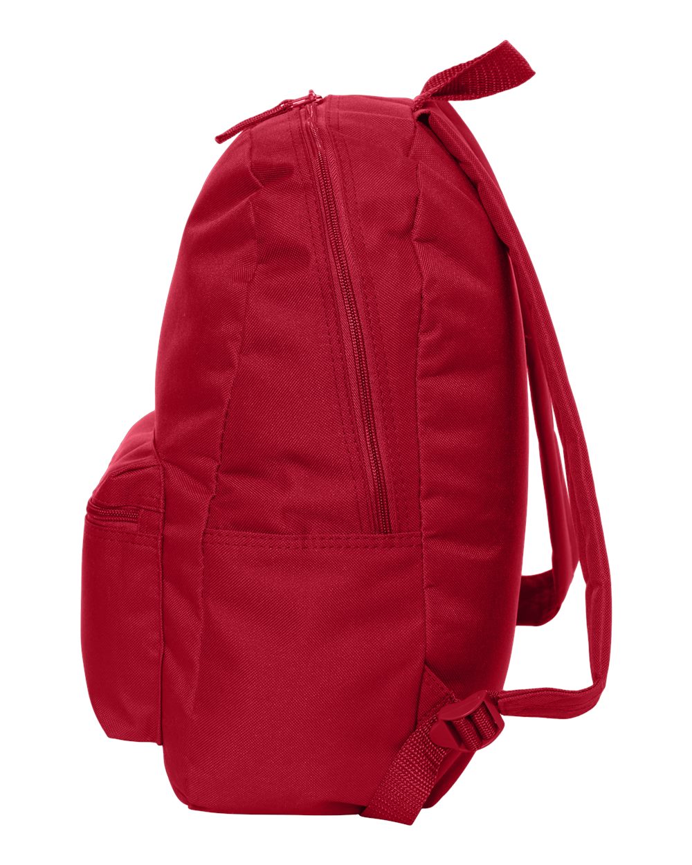 Left View of Red 16" Basic Backpack - 7709