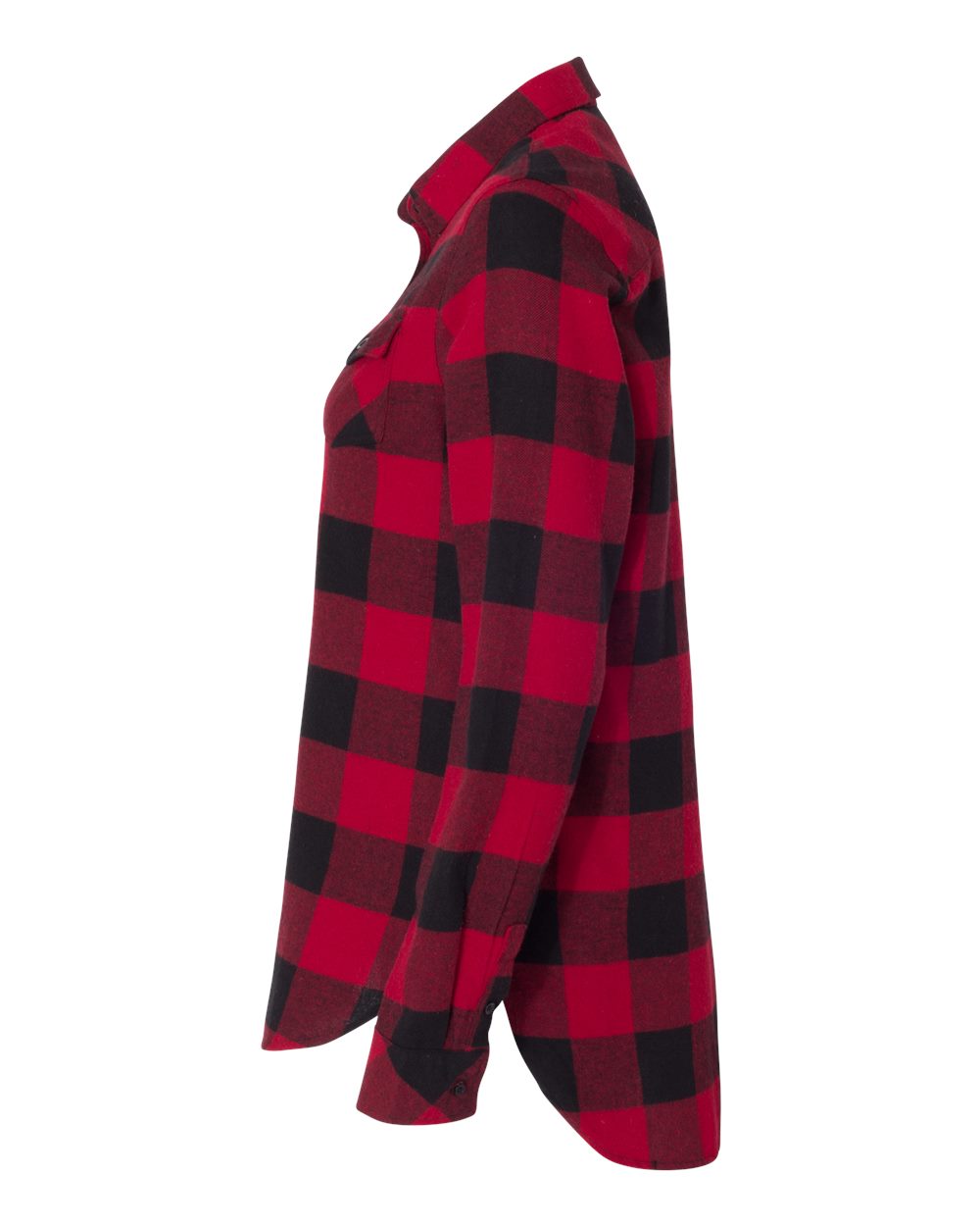 Left View of Red/ Black Buffalo Women's Yarn-Dyed Long Sleeve Flannel Shirt - 5210