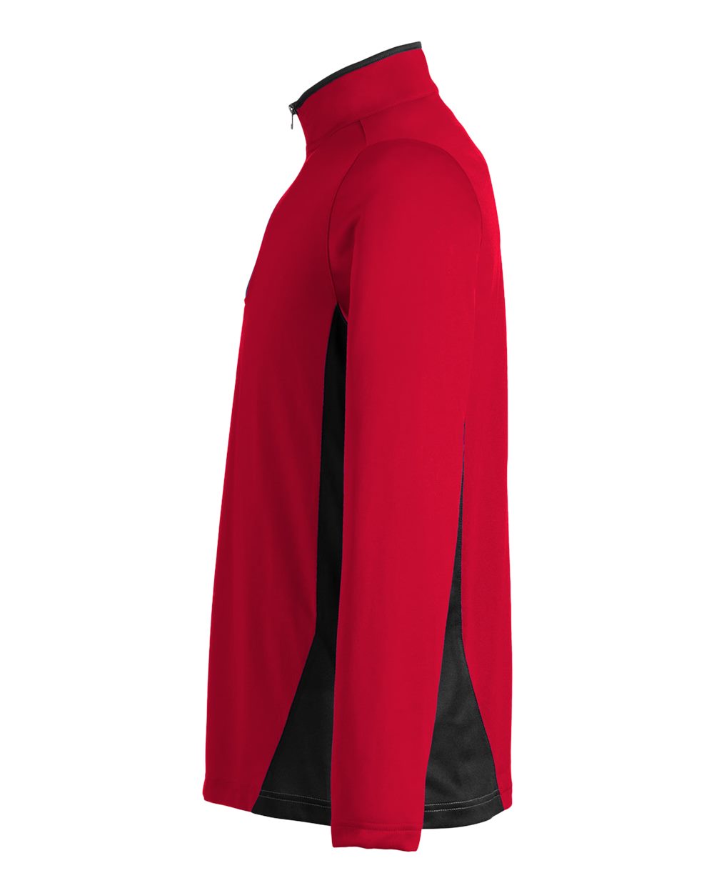 Left View of Red/ Black Men's Flash Snag Protection Plus IL Colorblock Quarter-Zip Pullover - M786