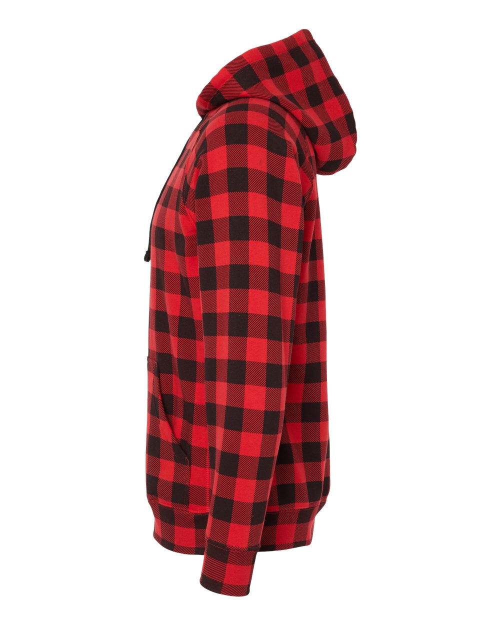 Left View of Red Buffalo Plaid Special Blend Raglan Hooded Sweatshirt - PRM33SBP