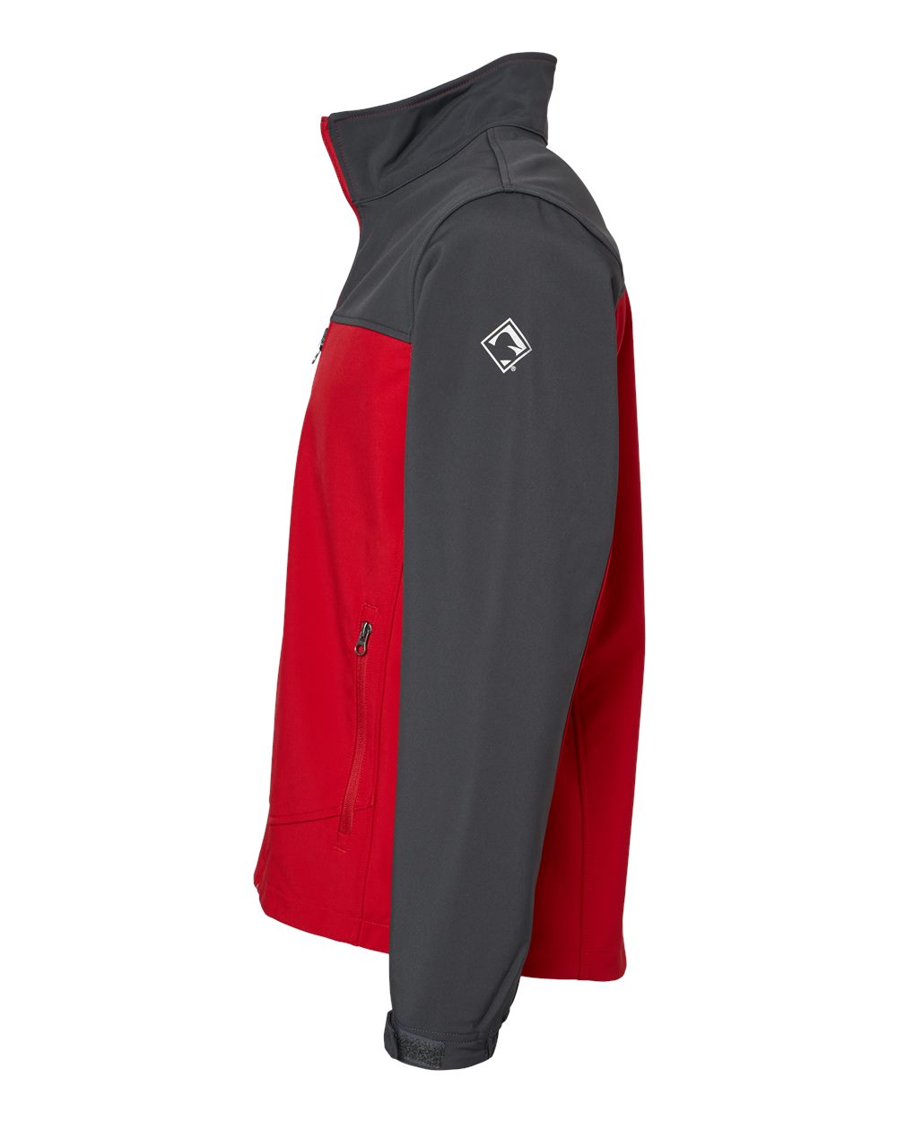 Left View of Red/ Charcoal Motion Soft Shell Jacket - 5350