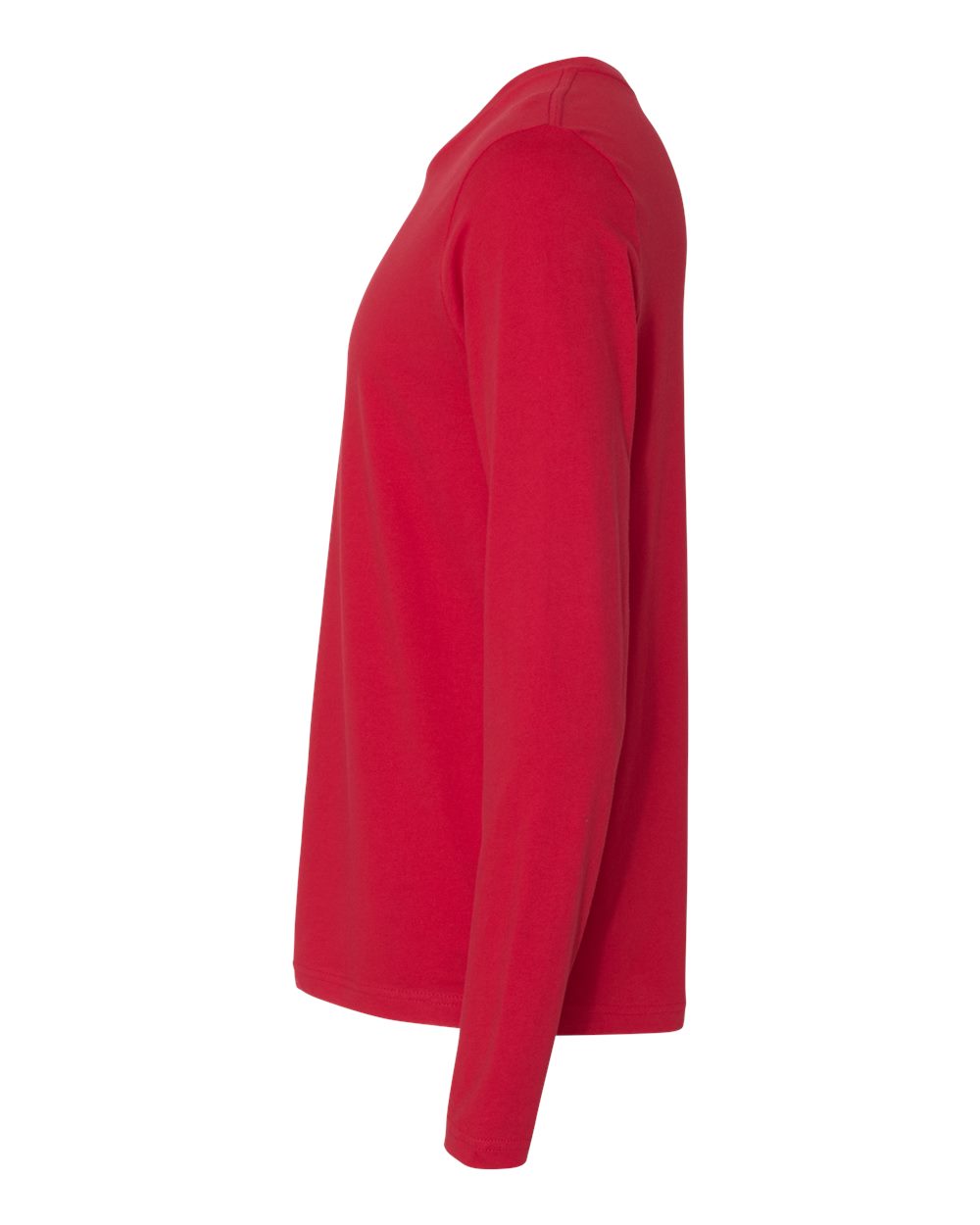 Left View of Red Cotton Long Sleeve T-Shirt - 3601
