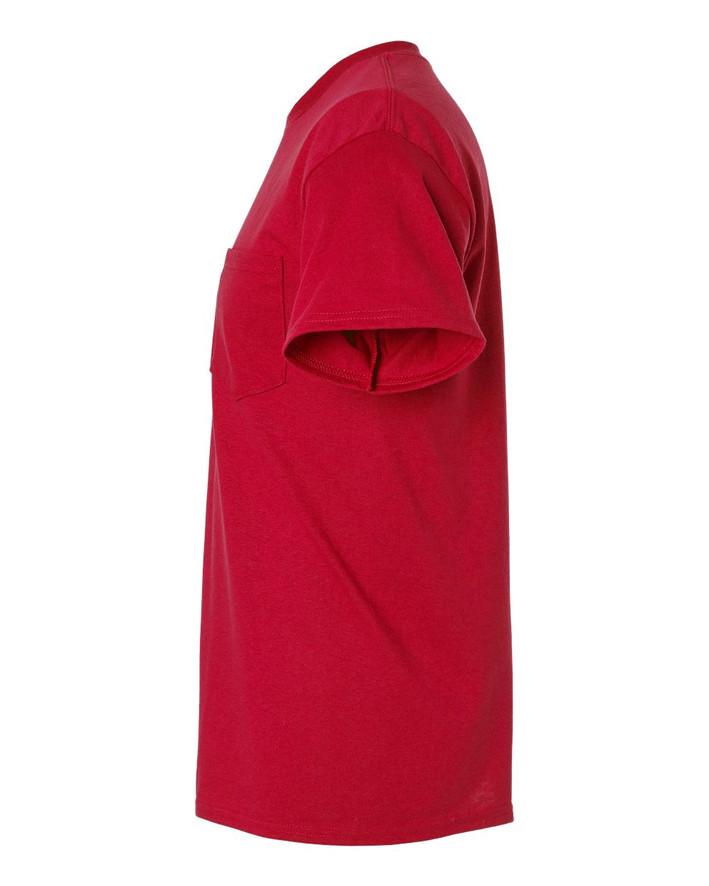 Left View of Red DryBlend® Pocket T-Shirt - 8300