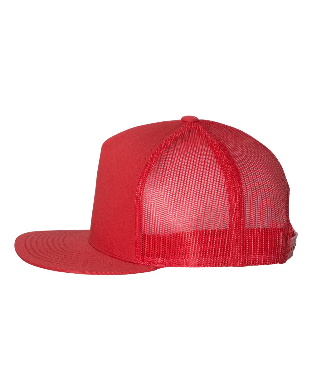 Left View of Red Five-Panel Classic Trucker Cap - 6006
