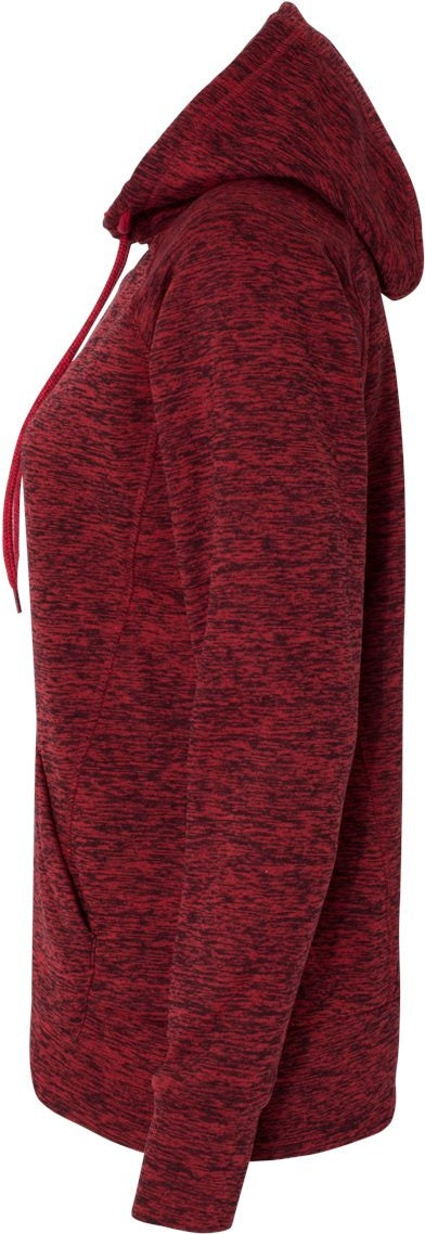 Left View of Red Fleck/ Red Women’s Cosmic Fleece Hooded Sweatshirt - 8616