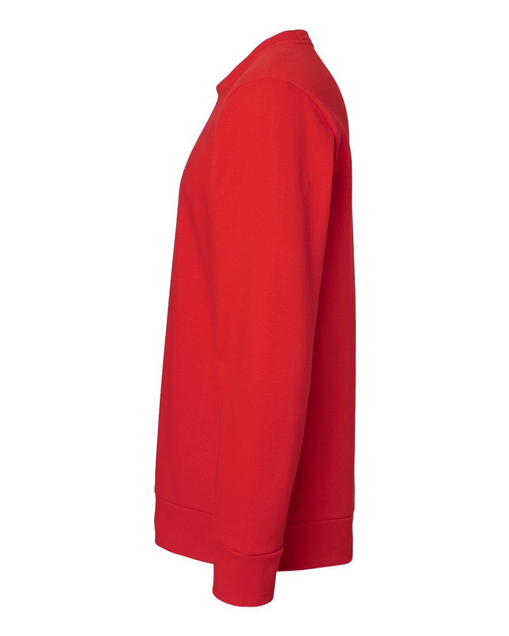 Left View of Red Fleece Crewneck Sweatshirt - A434