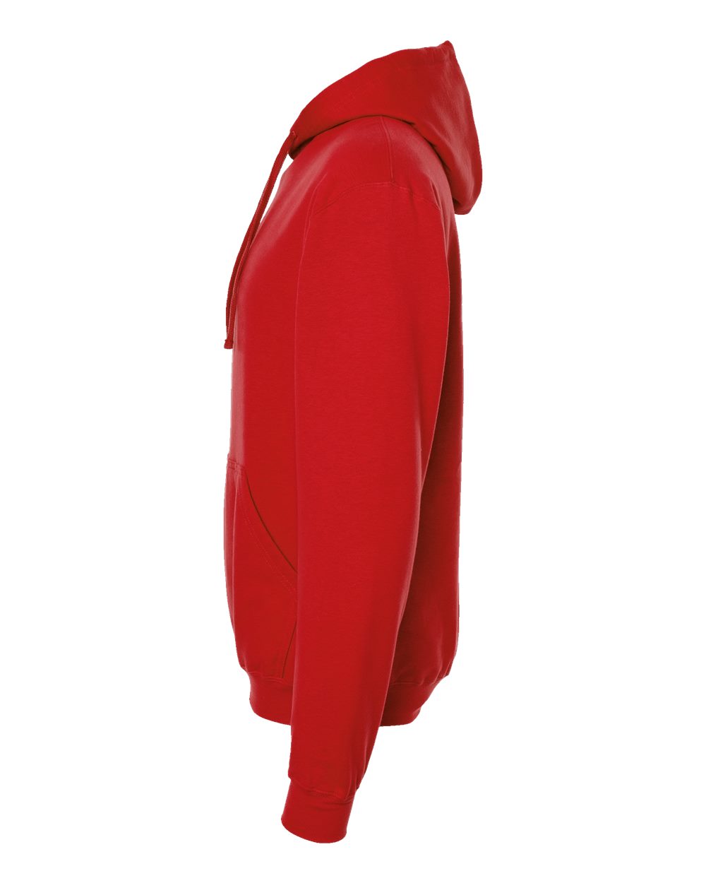 Left View of Red Fleece Hooded Sweatshirt - 320