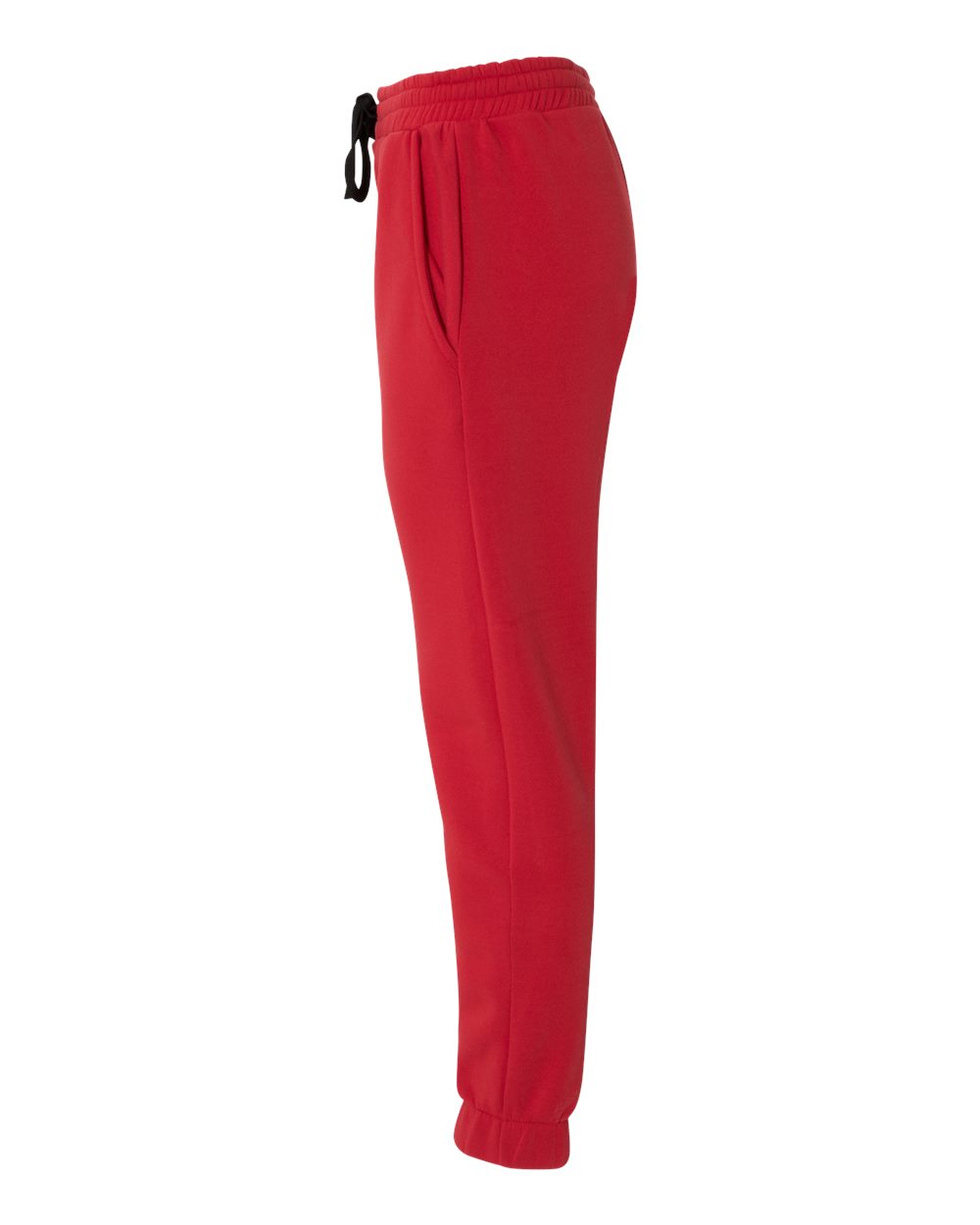 Left View of Red Fleece Joggers - 8800