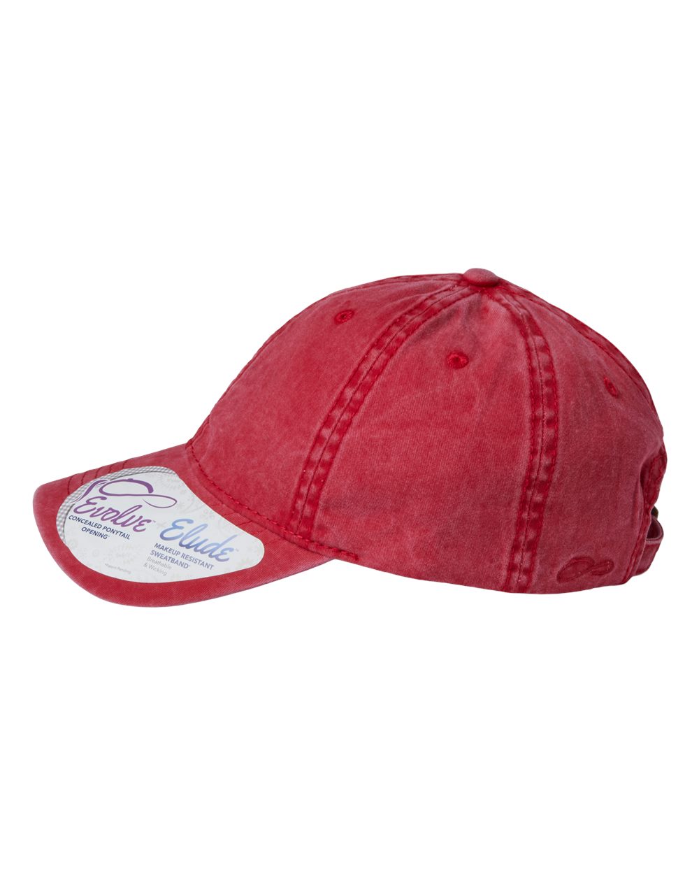 Left View of Red/ Leopard Women's Pigment-Dyed with Fashion Undervisor Cap - CASSIE